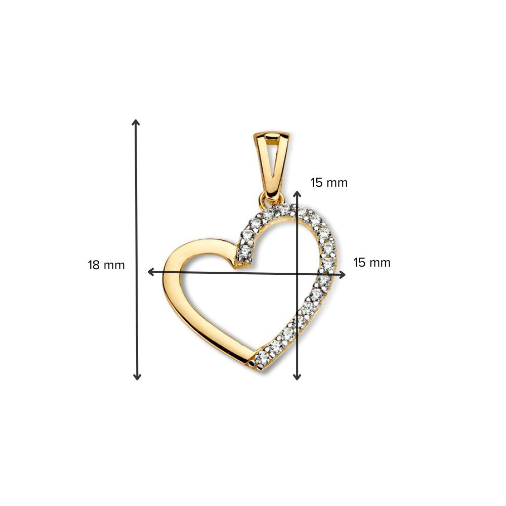 14krt geelgouden hanger zirkonia 15x15mm