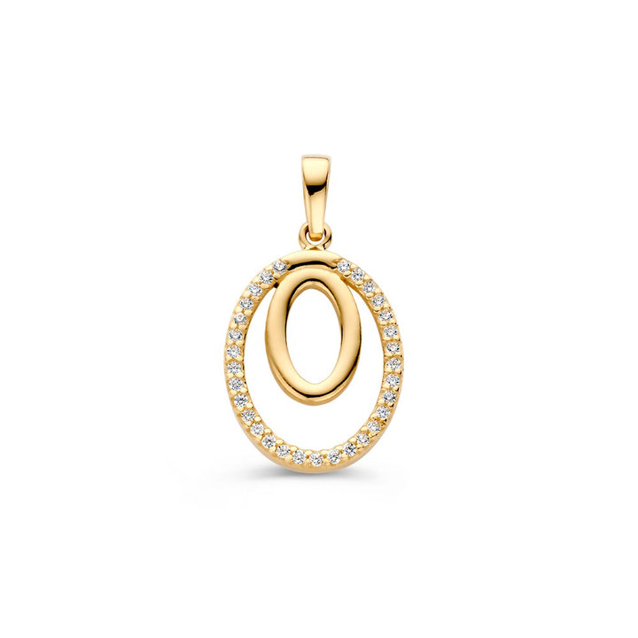 14krt geelgouden hanger zirkonia 22x12mm