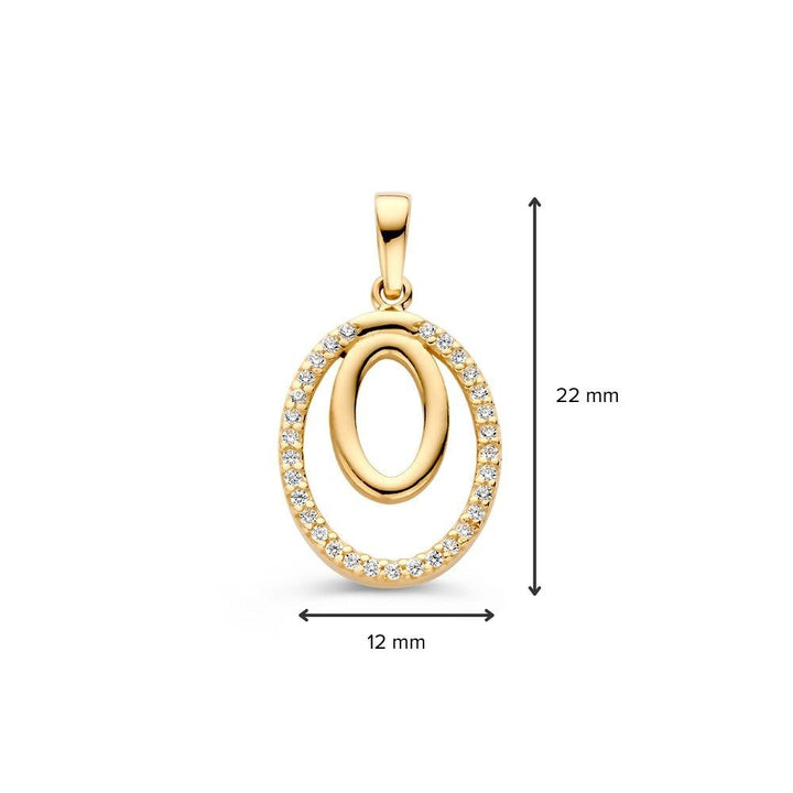 14krt geelgouden hanger zirkonia 22x12mm