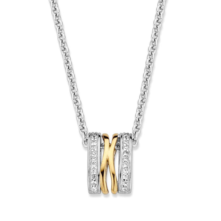 Collier met hanger in zilver, 585 geelgoud en zirkonia - HF625952