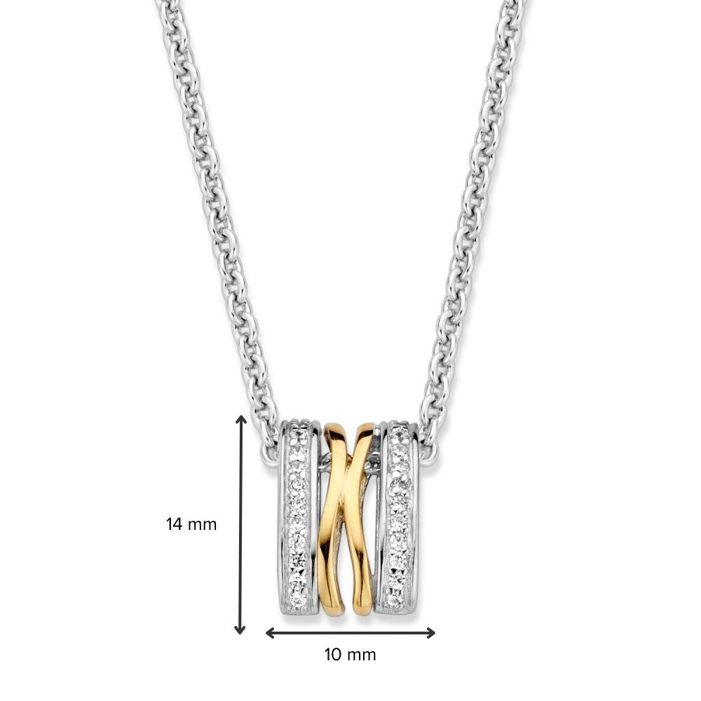Collier met hanger in zilver, 585 geelgoud en zirkonia - HF625952