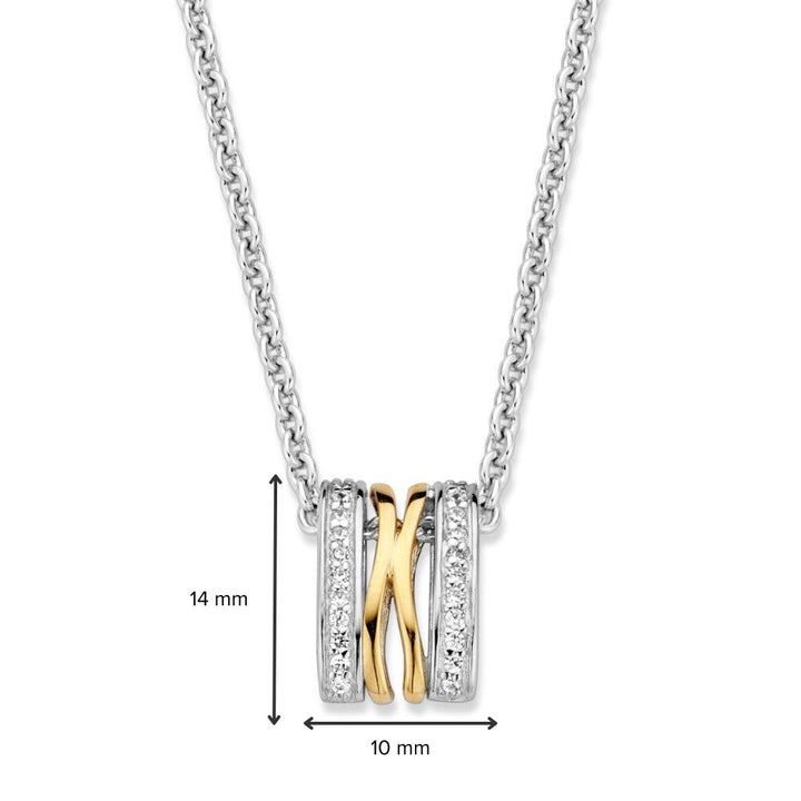 Collier met hanger in zilver, 585 geelgoud en zirkonia - HF625952