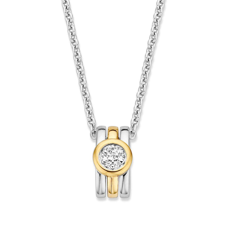 Collier met hanger in zilver, 585 geelgoud en zirkonia - HF625955