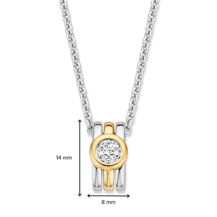 Collier met hanger in zilver, 585 geelgoud en zirkonia - HF625955
