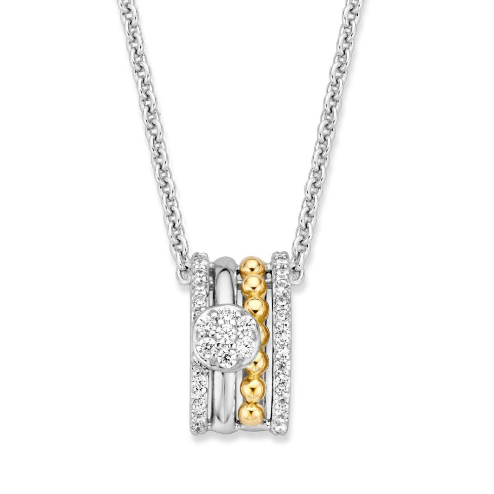 Collier met hanger in zilver, 585 geelgoud en zirkonia - HF626044