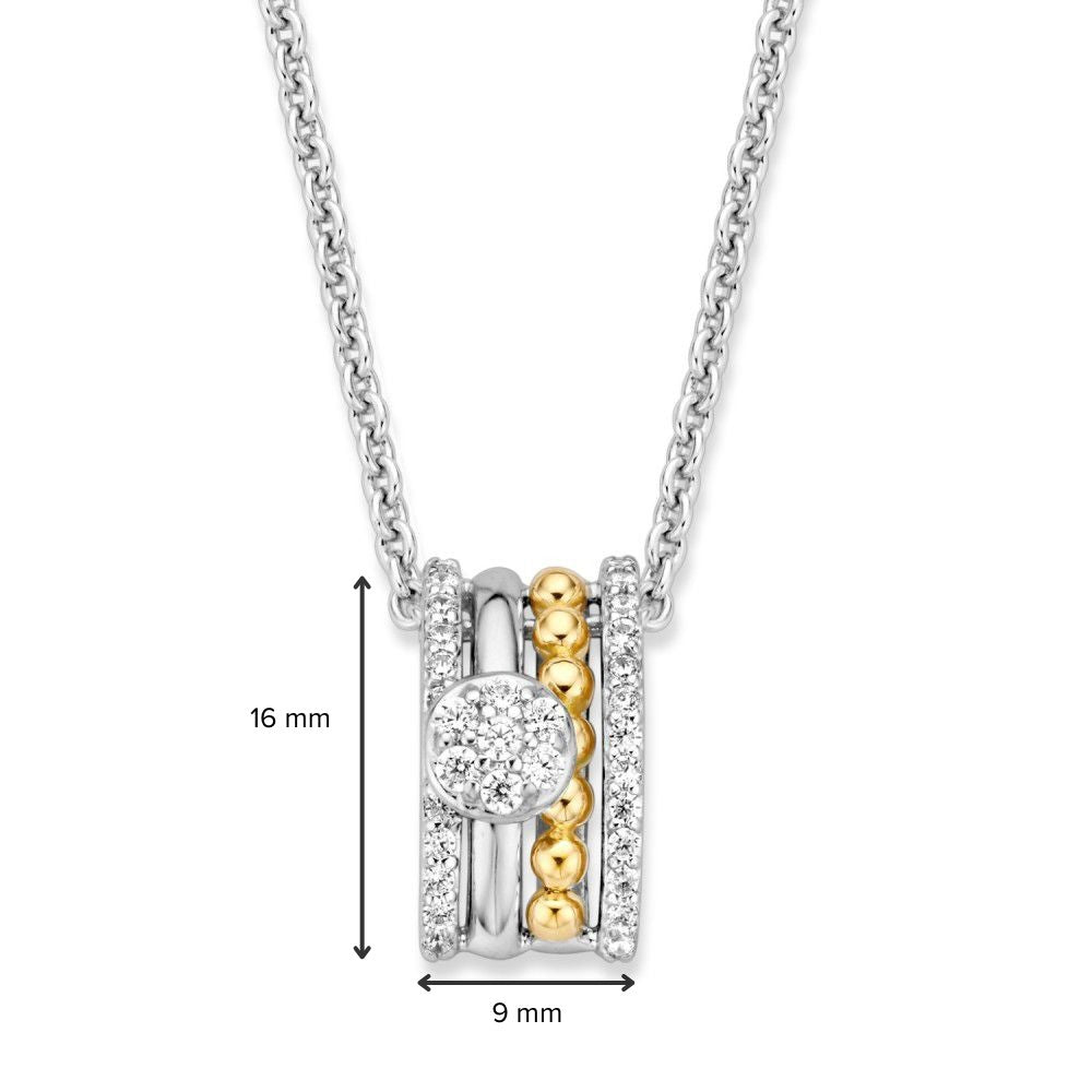 Collier met hanger in zilver, 585 geelgoud en zirkonia - HF626044