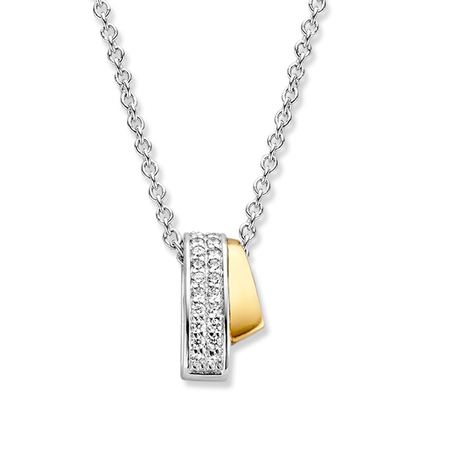 Collier met hanger in zilver, 585 geelgoud en zirkonia - HF627136