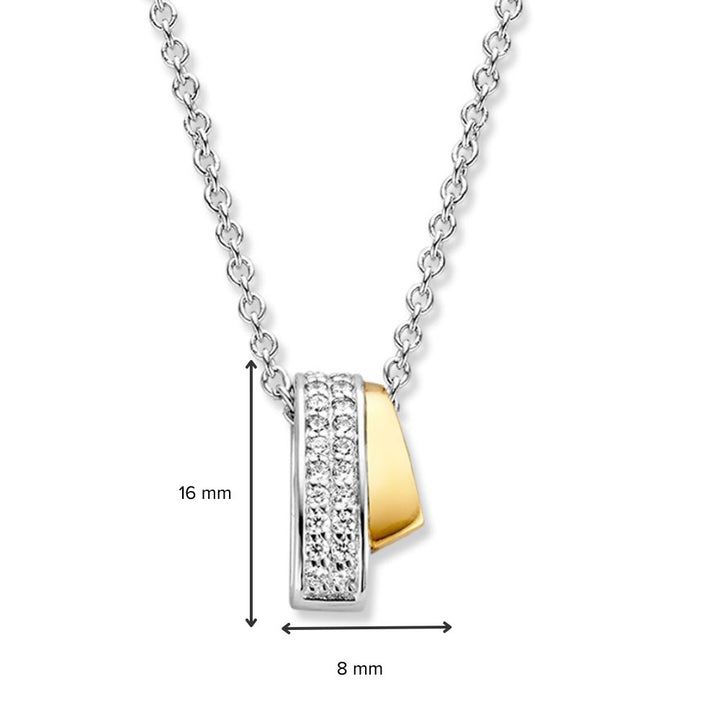Collier met hanger in zilver, 585 geelgoud en zirkonia - HF627136
