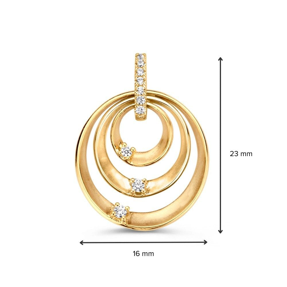 14krt geelgouden hanger zirkonia | 16x23mm