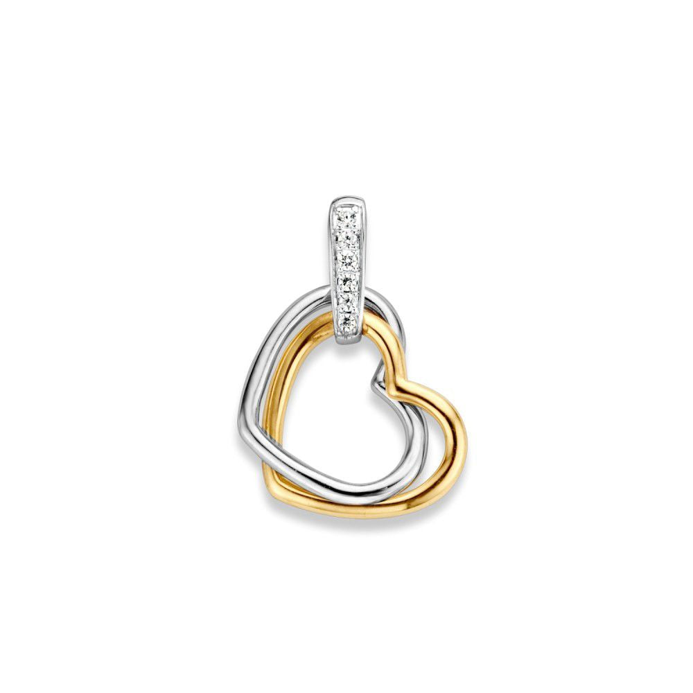14krt bicolor gouden hanger zirkonia 20x12mm