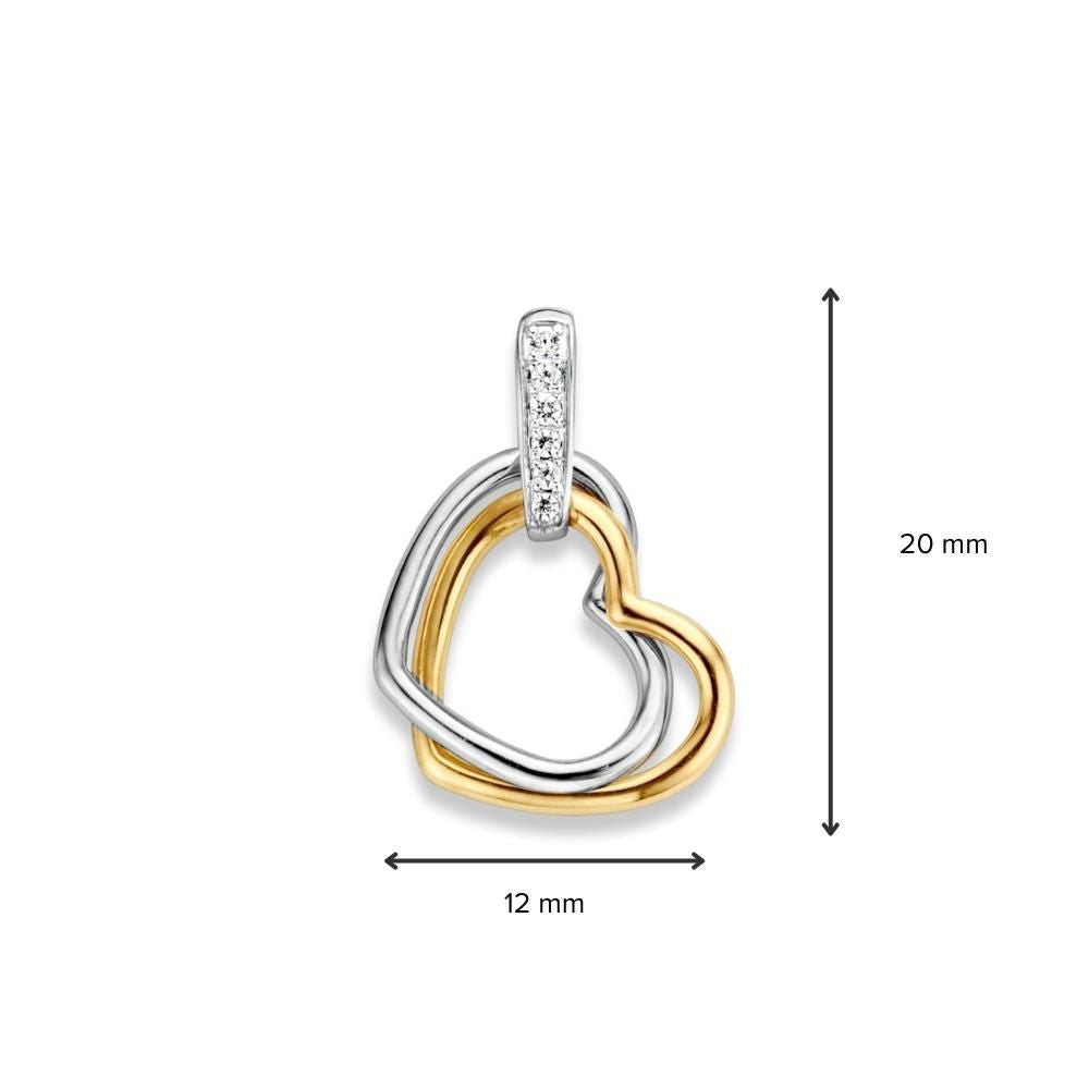 14krt bicolor gouden hanger zirkonia 20x12mm