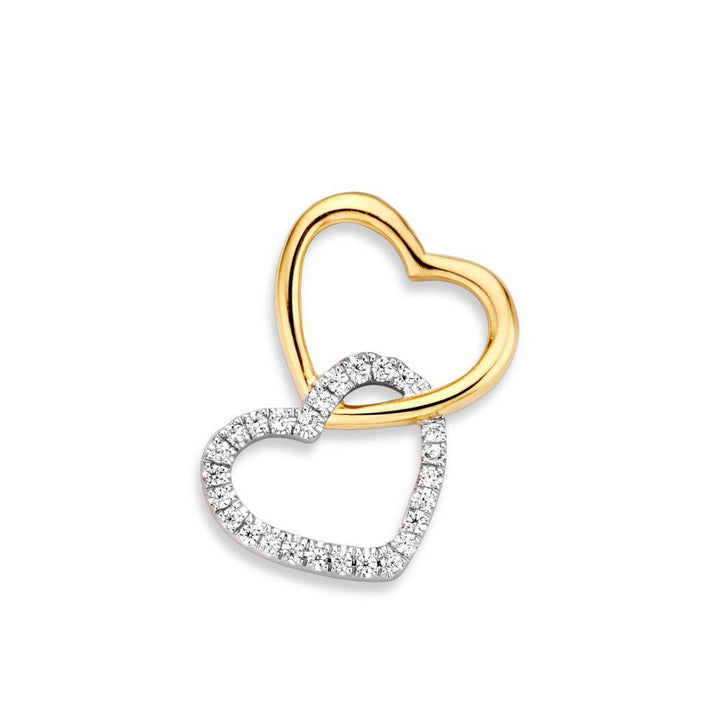 14krt bicolor gouden hanger zirkonia 18x11mm