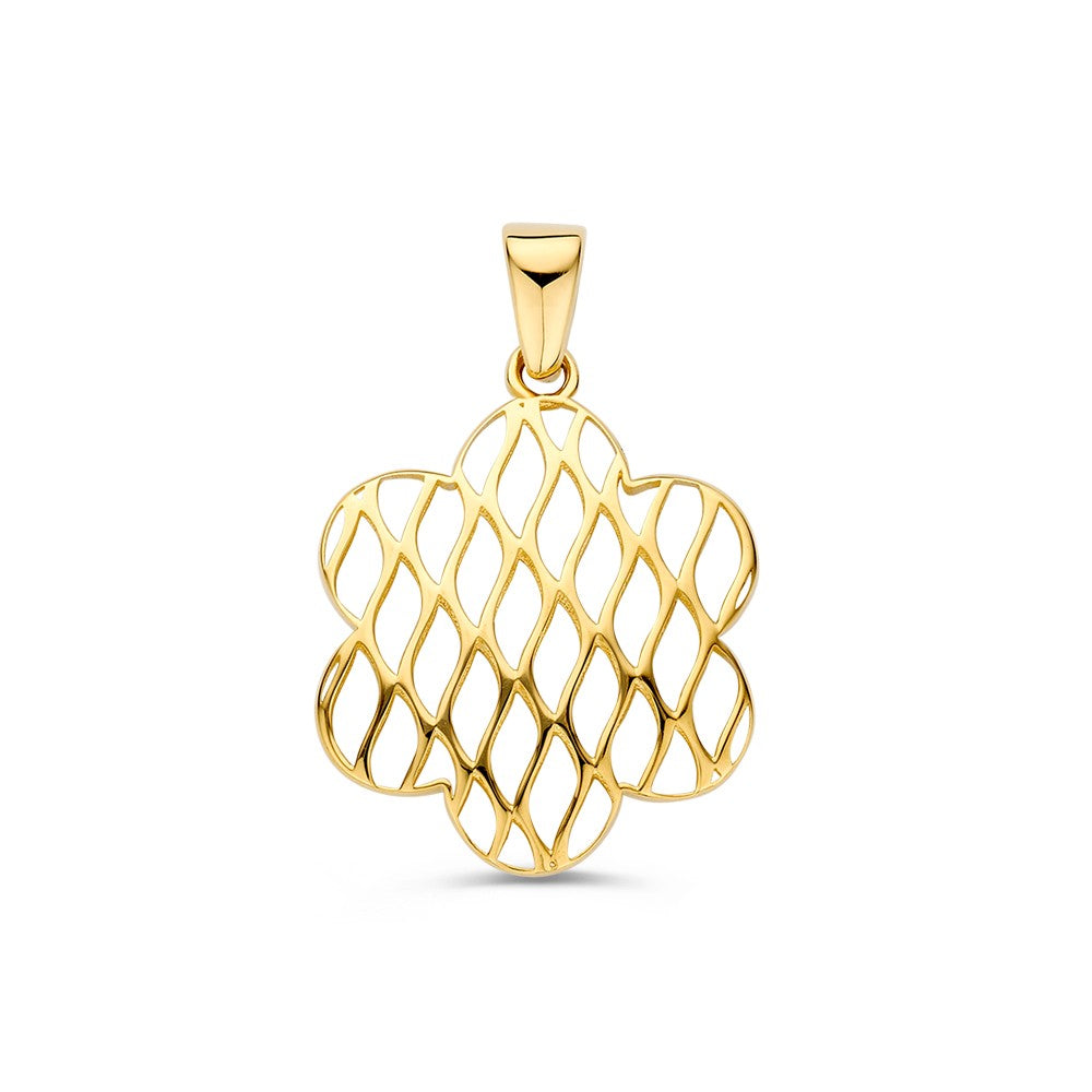14krt geelgouden hanger bloem | 17x17mm
