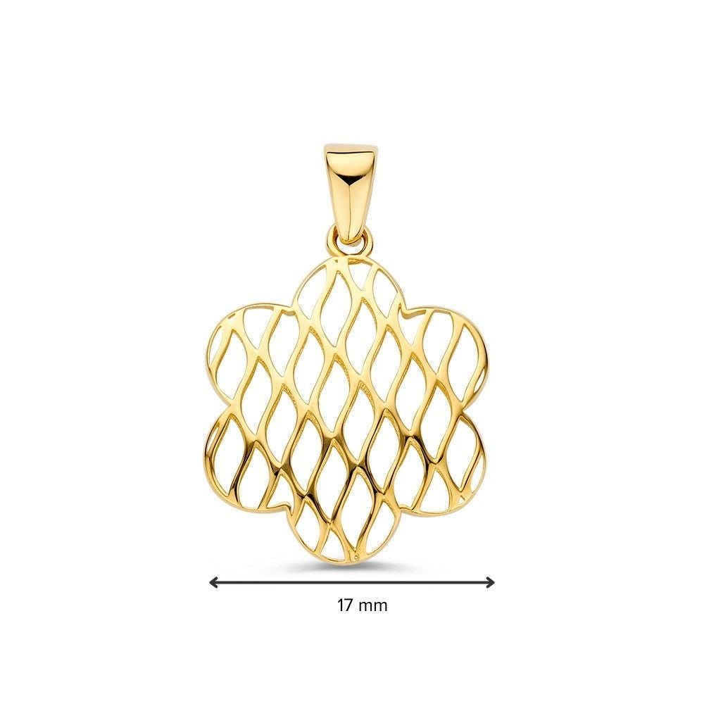 14krt geelgouden hanger bloem | 17x17mm
