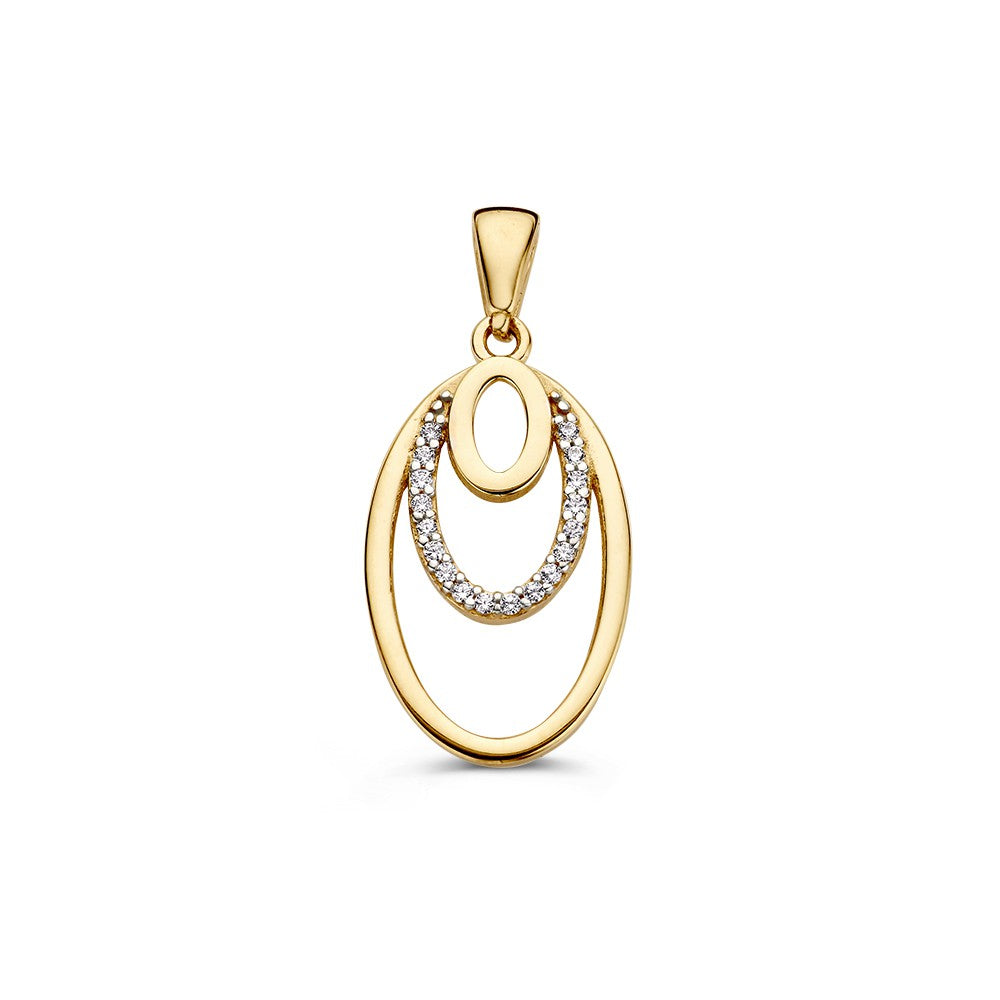 14krt geelgouden hanger zirkonia 26x12mm