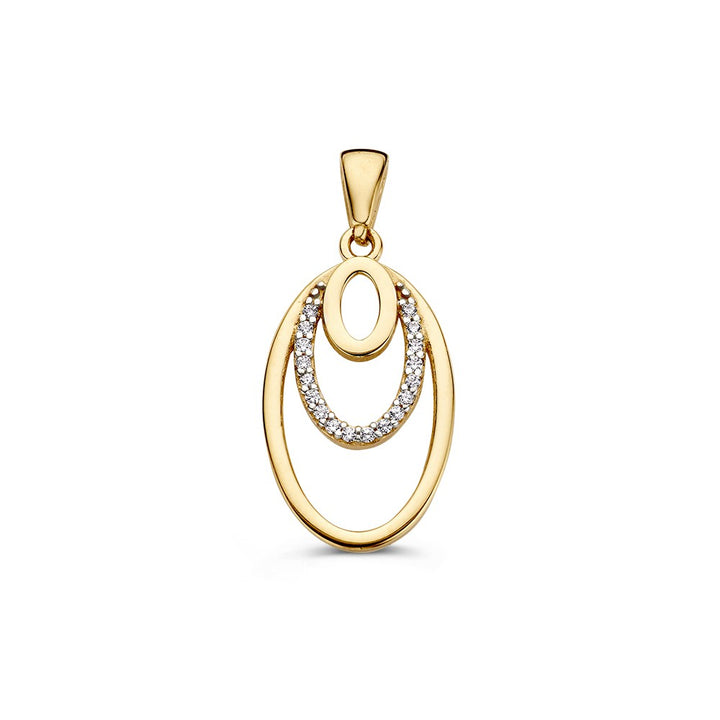14krt geelgouden hanger zirkonia 26x12mm