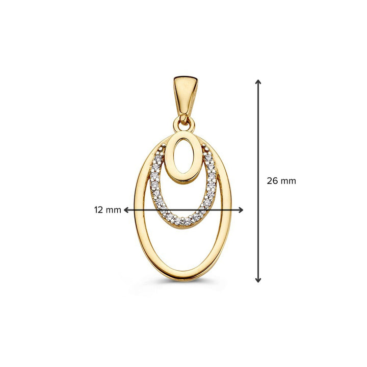 14krt geelgouden hanger zirkonia 26x12mm