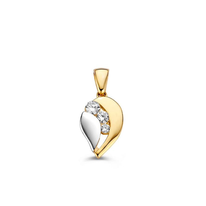 14krt bicolor gouden hanger zirkonia 19x8,5mm