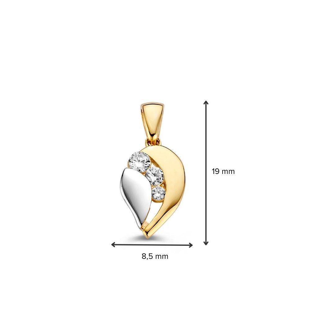 14krt bicolor gouden hanger zirkonia 19x8,5mm