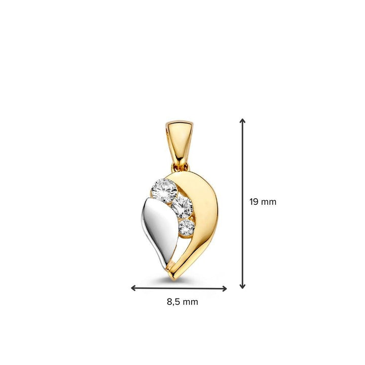 14krt bicolor gouden hanger zirkonia 19x8,5mm