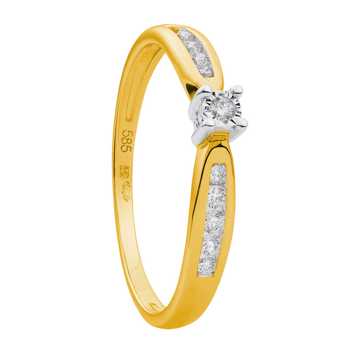 14krt bicolorgouden diamant ring 0.15ct GSI