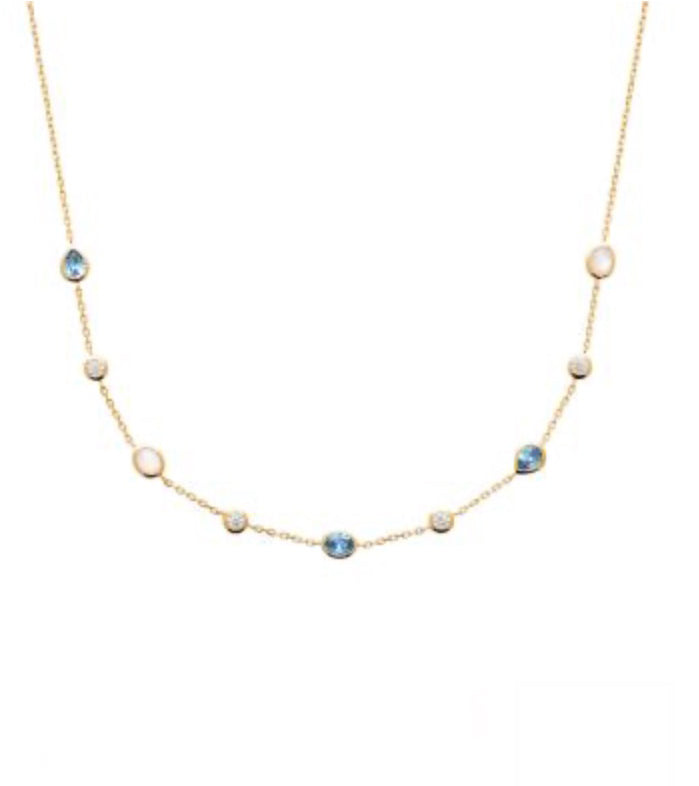 Doublé collier met blauwe stenen | 40-42-45cm