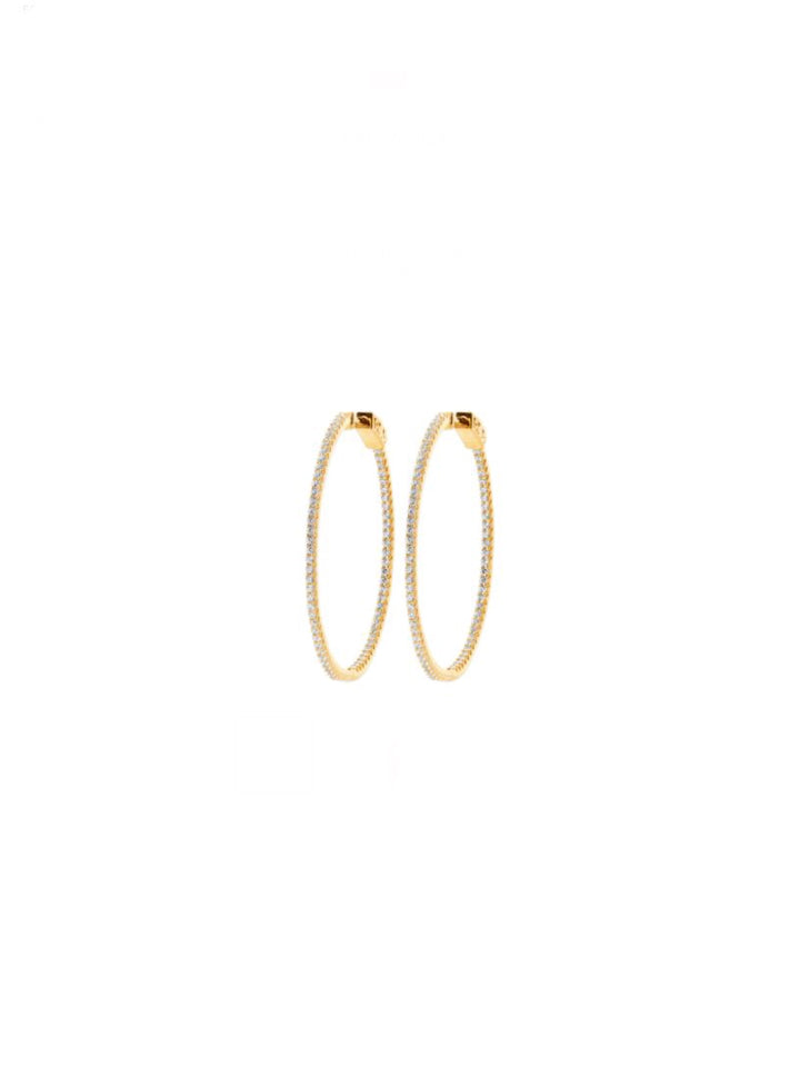 Doublé klapoorringen met zirkonia's | 40x2mm