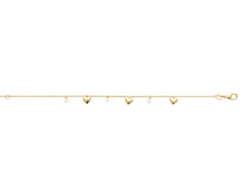 Doublé armband met hartjes en zirkonia's | 16-18cm