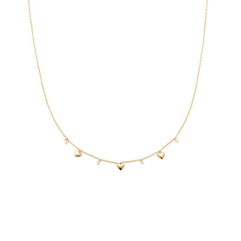 Doublé collier hartjes en zirkonia's | 40-42-45cm