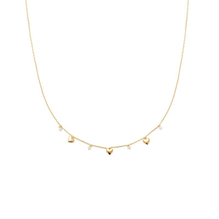 Doublé collier hartjes en zirkonia's | 40-42-45cm
