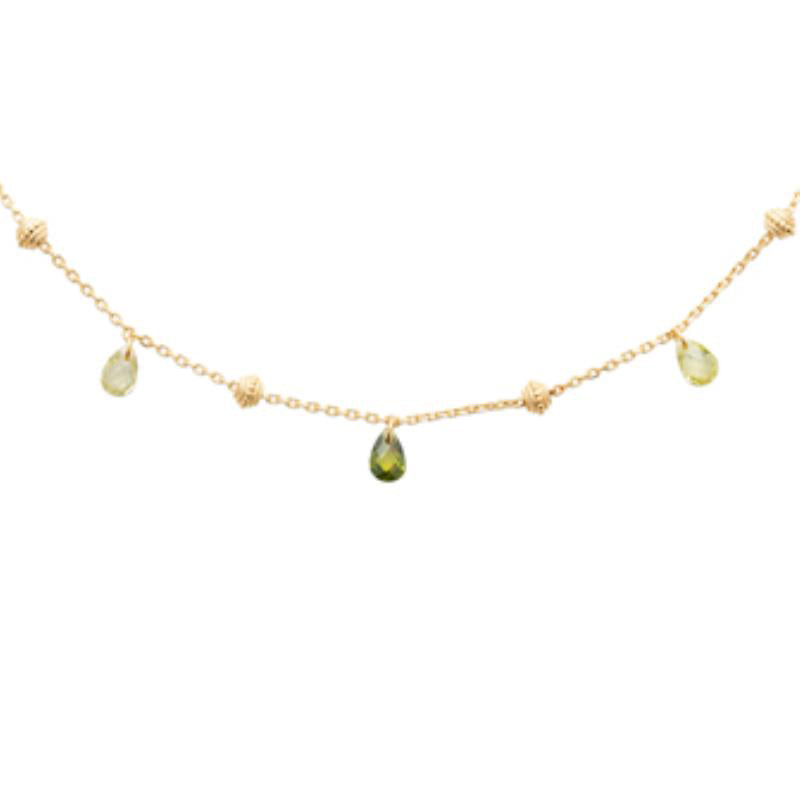 Doublé collier met groene stenen | 40-42-45cm