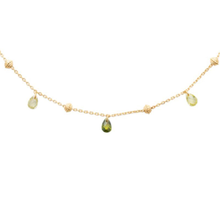 Doublé collier met groene stenen | 40-42-45cm