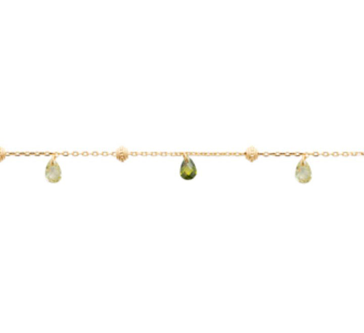Doublé armband met groene stenen | 16-18cm
