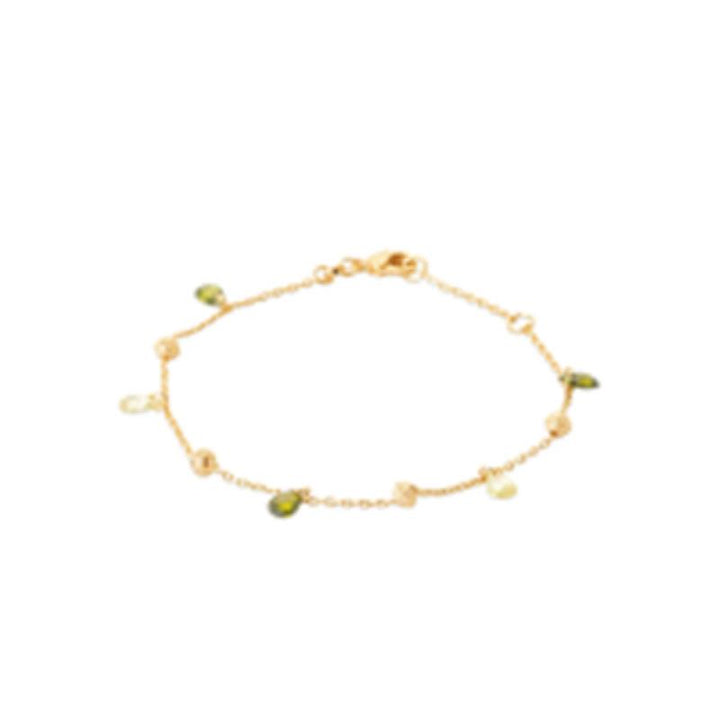 Doublé armband met groene stenen | 16-18cm