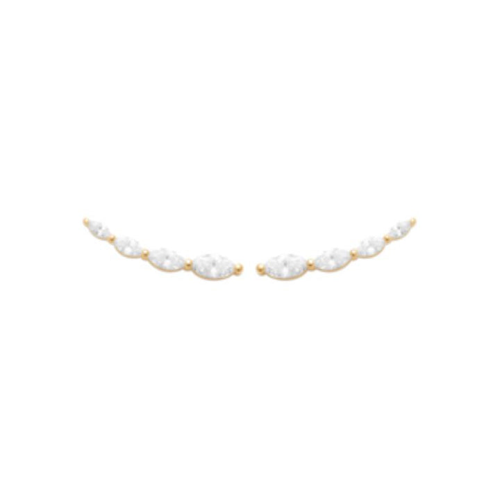 Doublé oorhangers met zirkonia's | 25x5mm