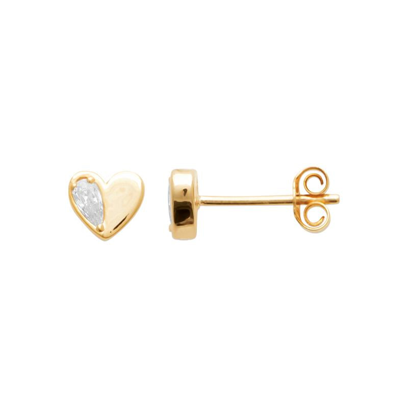 Doublé oorstekers hart met zirkonia | 6x6mm
