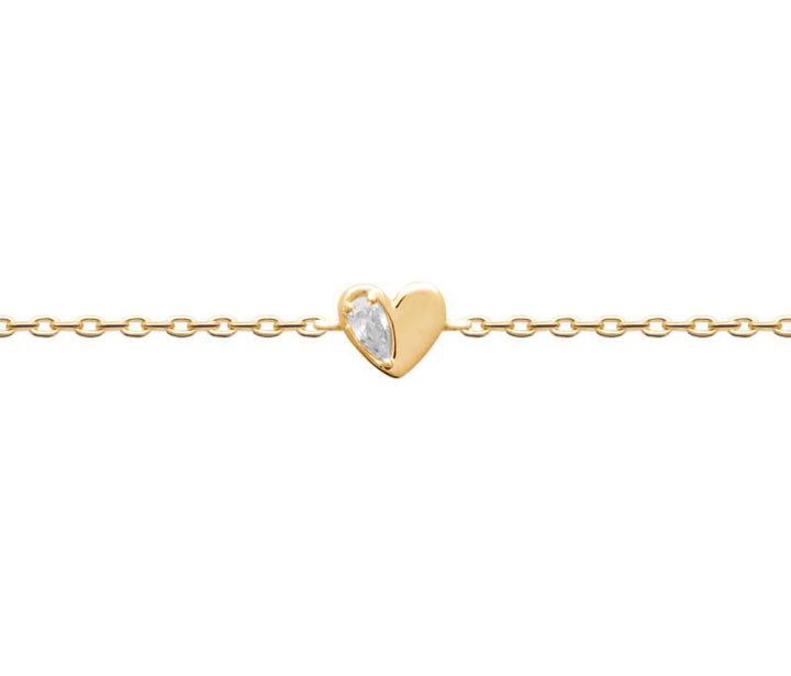 Doublé armband hart zirkonia| 16-18cm
