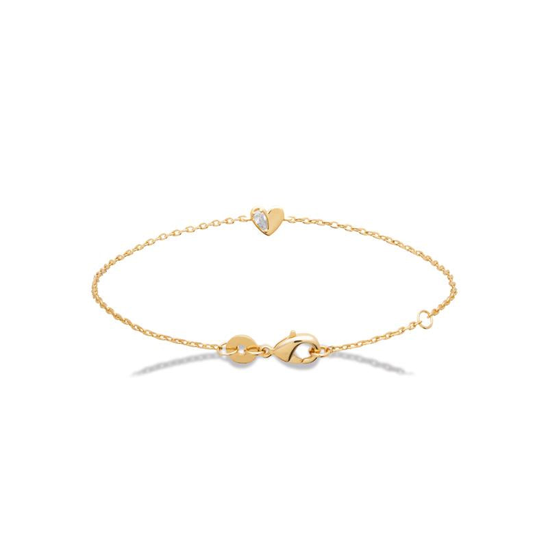 Doublé armband hart zirkonia| 16-18cm