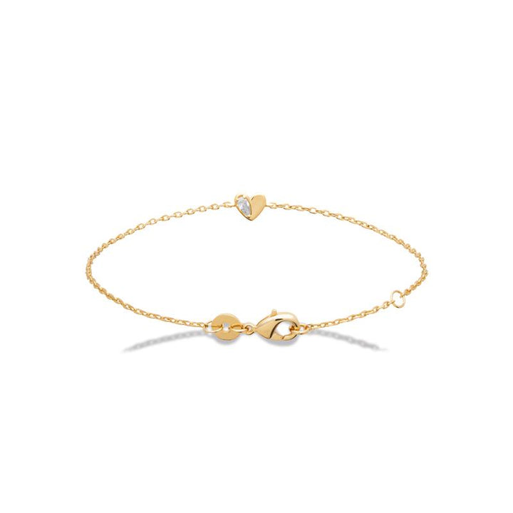 Doublé armband hart zirkonia| 16-18cm