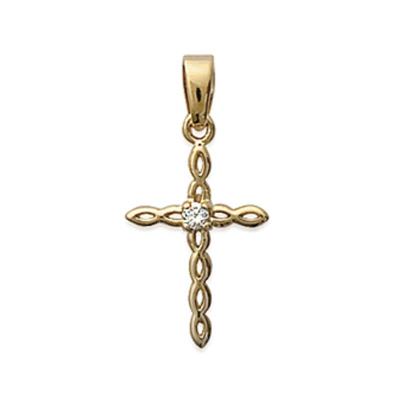 Doublé hanger kruis met zirkonia | 15x27mm