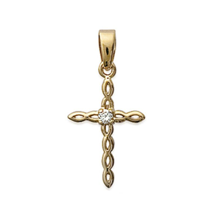 Doublé hanger kruis met zirkonia | 15x27mm