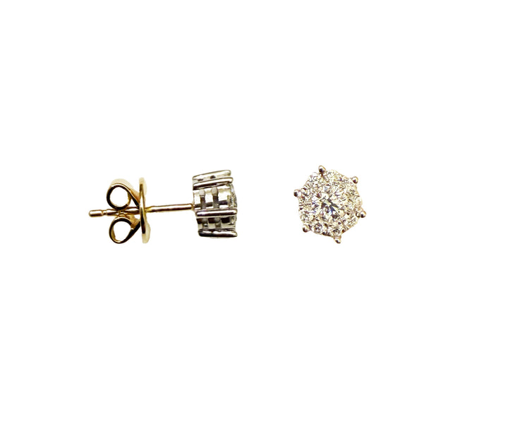 14krt bicolor gouden oorstekers met diamant 2-0.22 & 18-0.15ct HSI