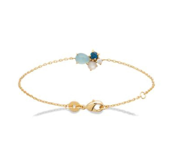 Doublé armband met blauwe steen 14x10mm | 16-18cm