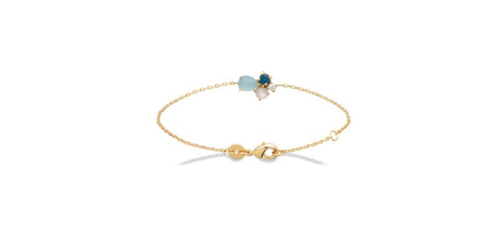 Doublé armband met blauwe steen 14x10mm | 16-18cm