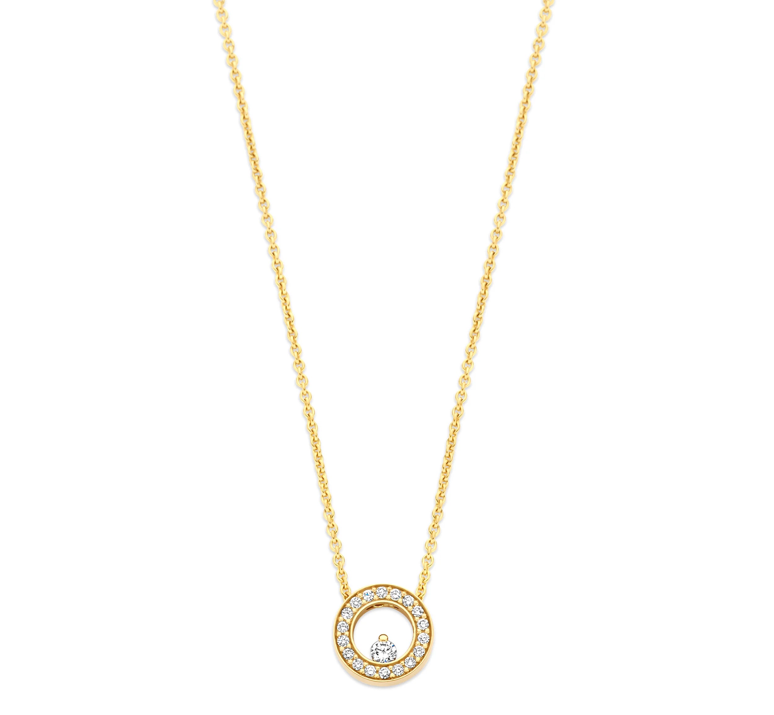 14krt geelgouden collier met diamant hanger 0.21ct HSI - 41-43-45cm - Circle Deluxe 021