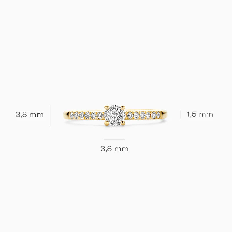 Blush Lab Diamonds Ring LG1017Y - Geelgoud (14k) met Lab grown Diamant