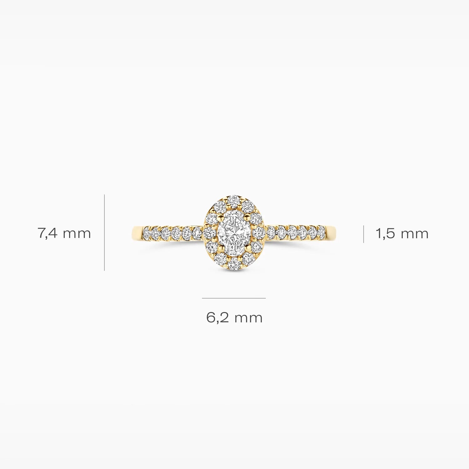 Blush Lab Diamonds Ring LG1045Y - Geelgoud (14k) met 1-0.20/24-0.24ct Lab grown Diamant