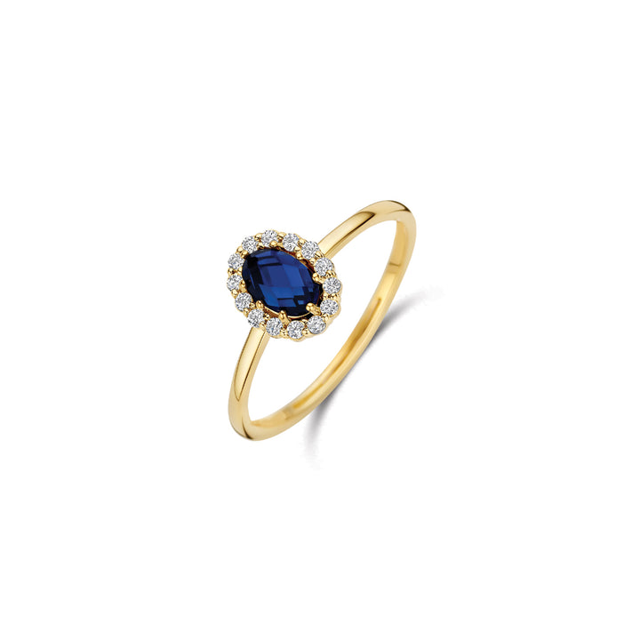 Blush Lab Diamonds Ring LG1082Y- Geelgoud (14k) met 0.13ct Lab grown Diamant en 0.50ct Lab grown saffier (kopie)