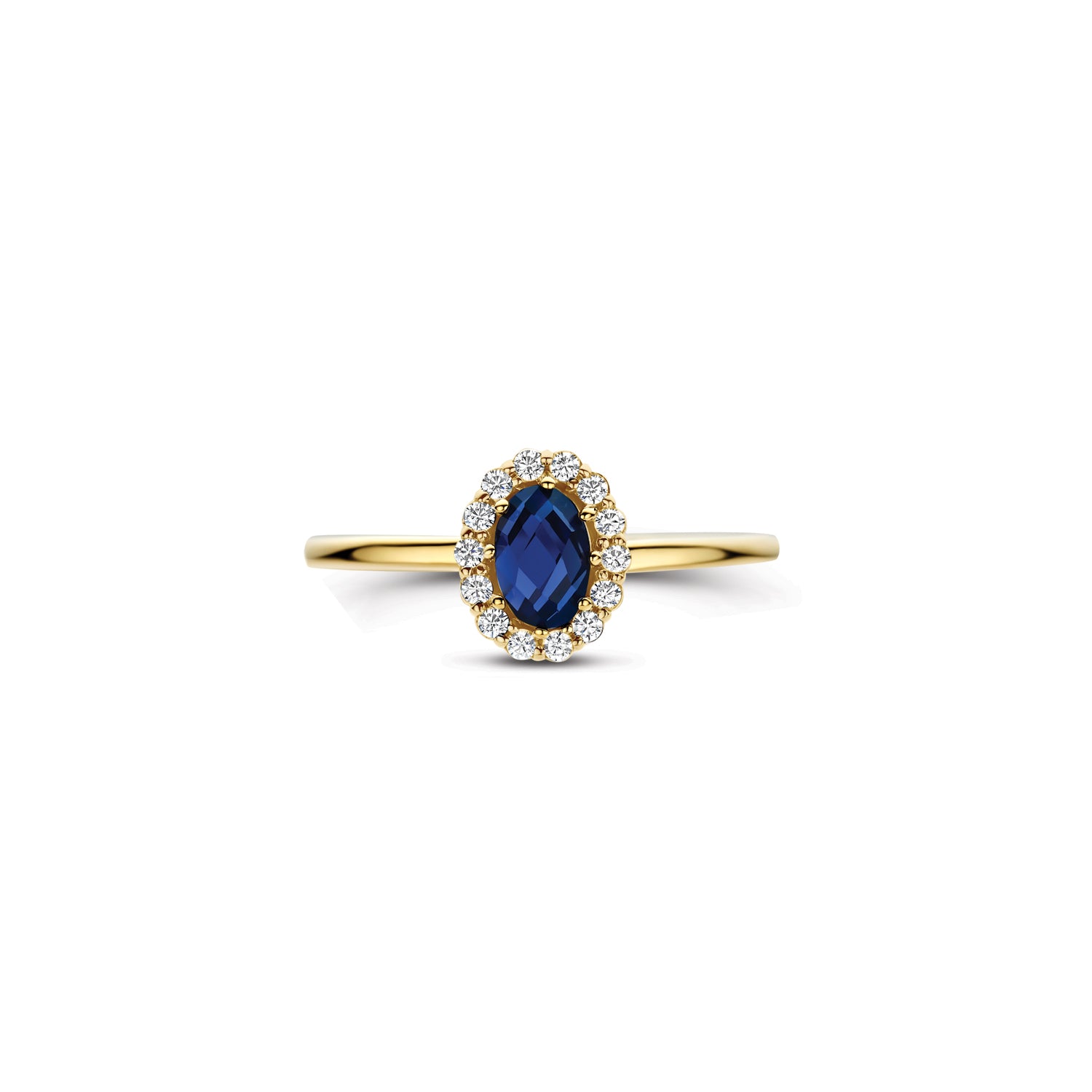Blush Lab Diamonds Ring LG1082Y- Geelgoud (14k) met 0.13ct Lab grown Diamant en 0.50ct Lab grown saffier (kopie)