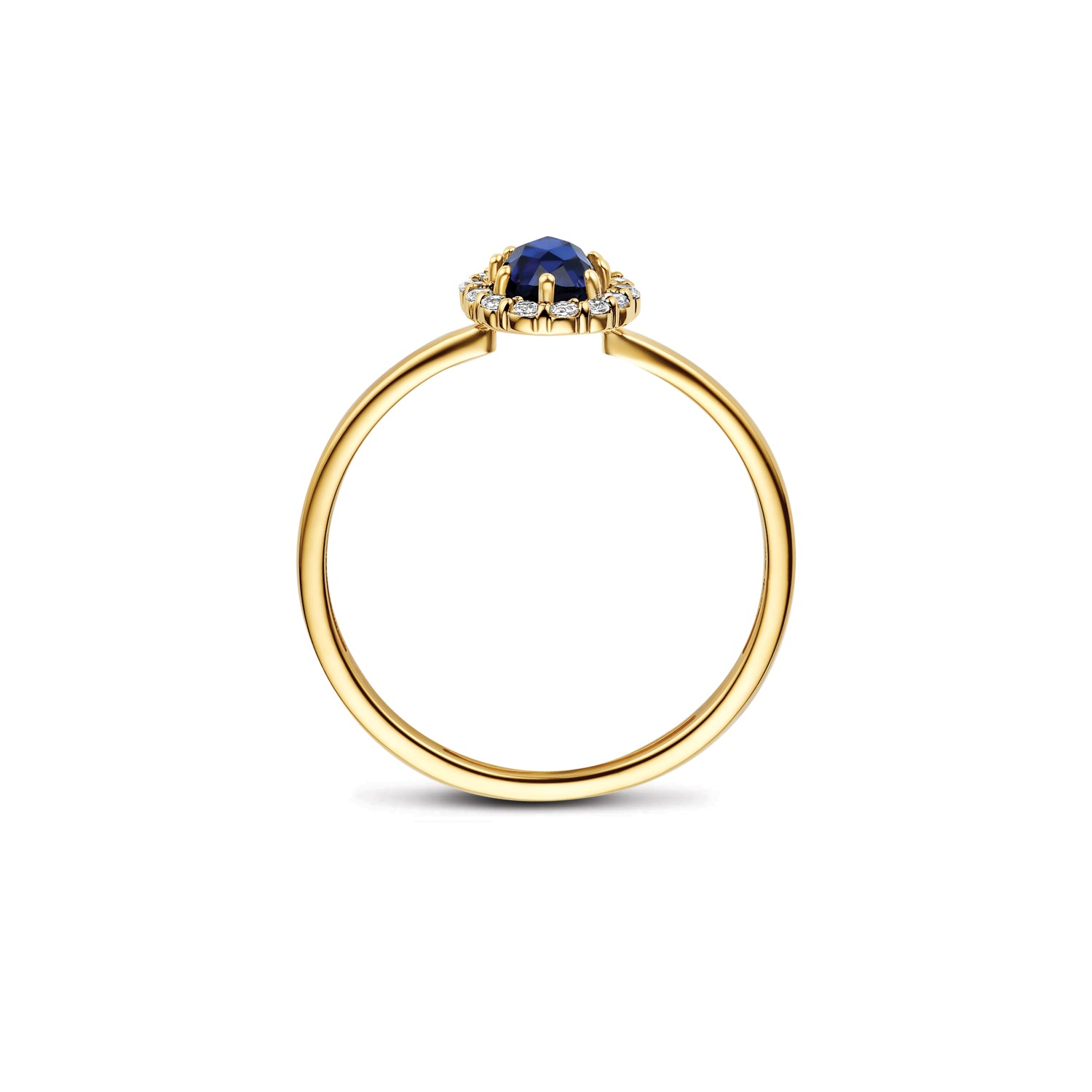 Blush Lab Diamonds Ring LG1082Y- Geelgoud (14k) met 0.13ct Lab grown Diamant en 0.50ct Lab grown saffier (kopie)